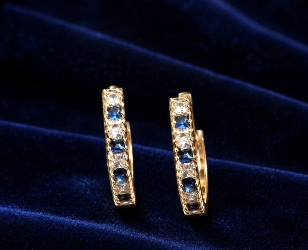 Sapphire Huggie Hoop Earrings